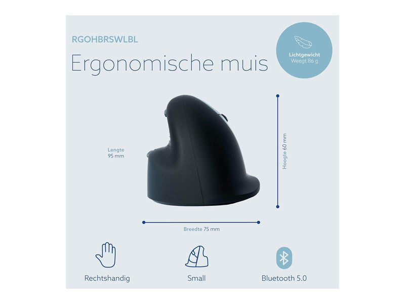 R-Go Tools R-Go HE Break - vertical mouse - small AGR certified for hand size ˂165 mm - Bluetooth 5.0 - black - Vertical mouse (