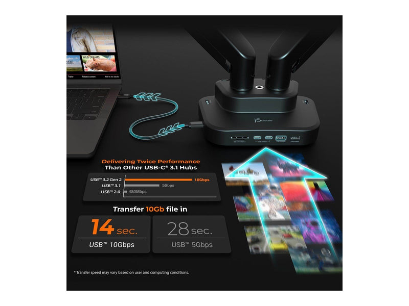 j5create Dual-Monitor Mount with Docking Station