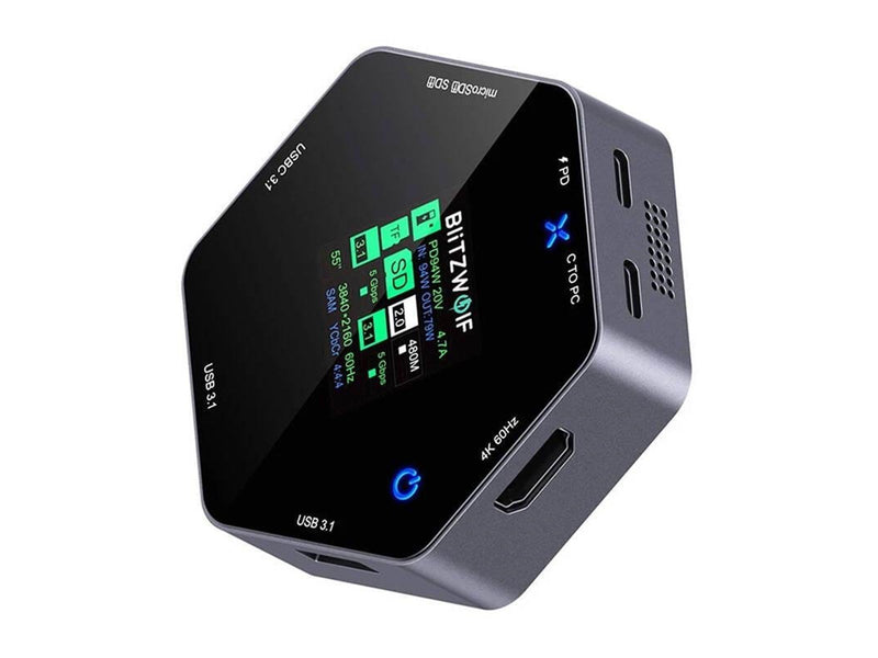 BlitzWolf 8in1 docking station BW-TH16 USB 100W LCD Smart Display USB-Hubs
