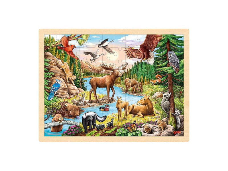 Goki Wooden Jigsaw Puzzle North American Wilderness 96 pcs. Holz