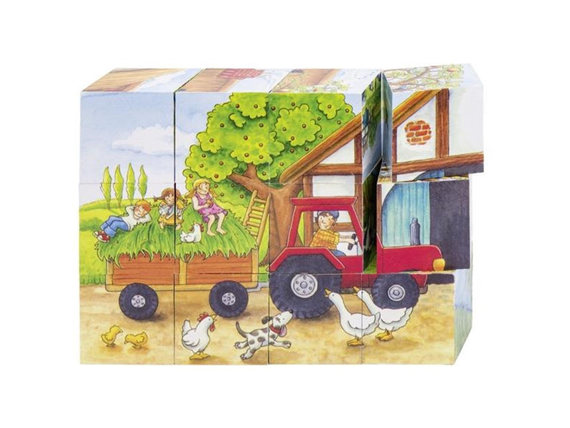 Goki Wooden Block Puzzle Seasons on the Farm 12 pcs. Block