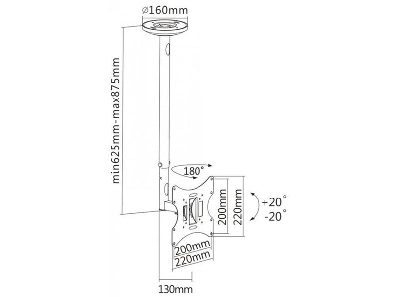Sbox CPLB-28S Ceiling bracket 30 kg 43" 100 x 100 mm