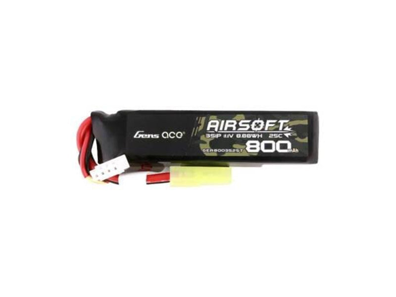 Gens ace &Tattu Gens Ace Lipo 800mAh 11.1V 25C 3S1P Airsoft Gun Lipo Battery with Mini Tamiya Plug