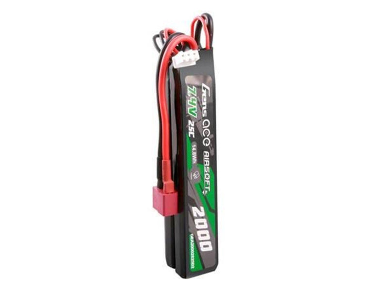 Gens ace &Tattu Gens Ace 25C 2000mAh 2S2P 7.4V Saddle Airsoft Gun Lipo Battery with Mini Deans(T) Plug