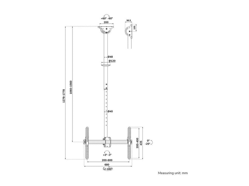 Neomounts CL35-440BL16L mounting kit - full-motion - for flat panel - black 50 kg 70" 200 x 100 mm