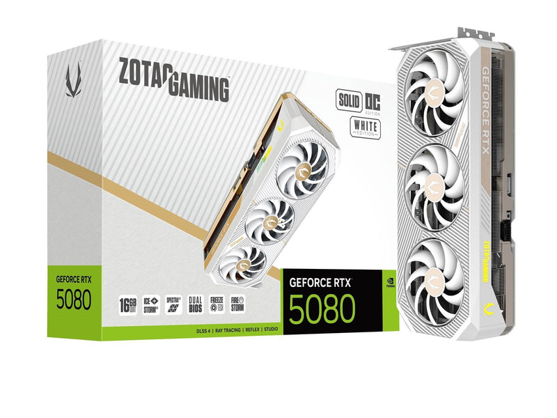 ZOTAC GeForce RTX 5080 Solid OC White - 16GB GDDR7 RAM - Grafikkarte