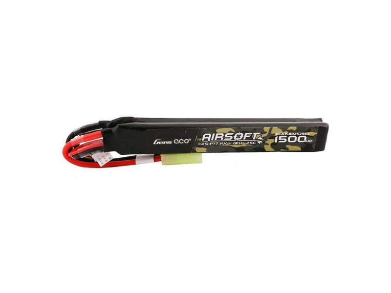 Gens ace &Tattu 25C 1500mAh 2S1P 7.4V Nunchuck 2X Airsoft Gun Lipo Battery with Mini Tamiya Plug