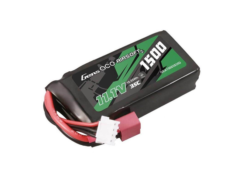 Gens ace &Tattu 35C 1500mAh 3S1P 11.1V Airsoft Gun Lipo Battery with T Plug