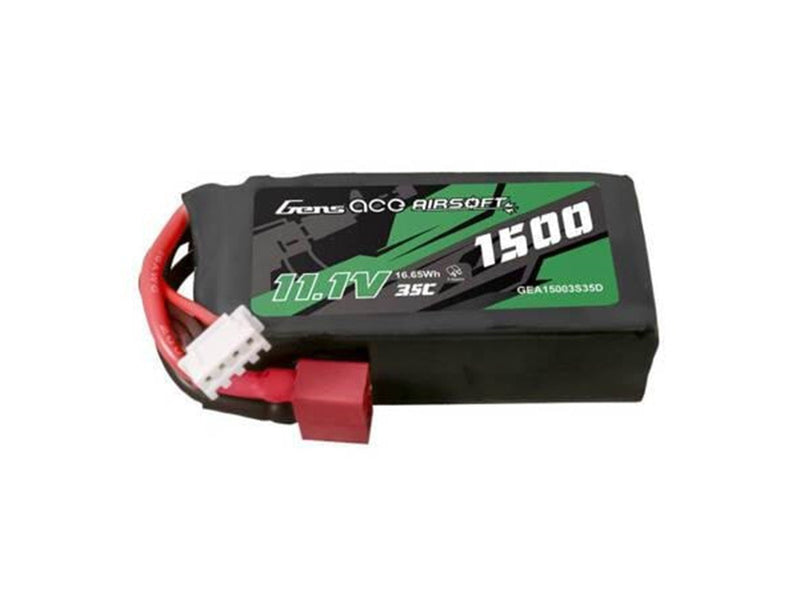 Gens ace &Tattu 35C 1500mAh 3S1P 11.1V Airsoft Gun Lipo Battery with T Plug