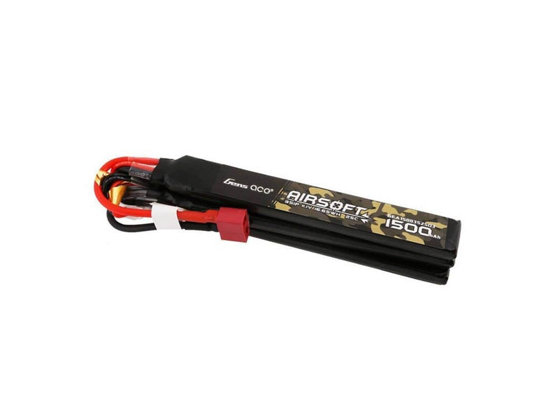 Gens ace &Tattu 25C 1500mAh 3S1P 11.1V Nunchuck 3X Airsoft Gun Lipo Battery with T Plug