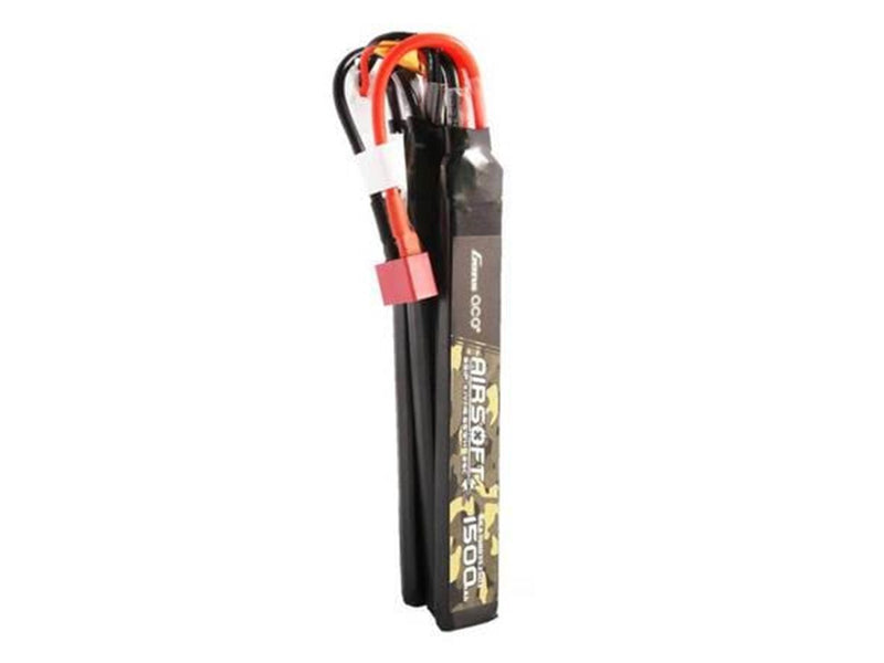 Gens ace &Tattu 25C 1500mAh 3S1P 11.1V Nunchuck 3X Airsoft Gun Lipo Battery with T Plug