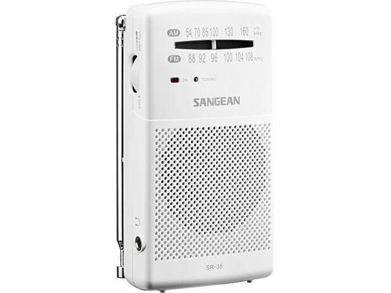Sangean Pocket Radio with Built-In Speaker - AM/FM - Weiß
