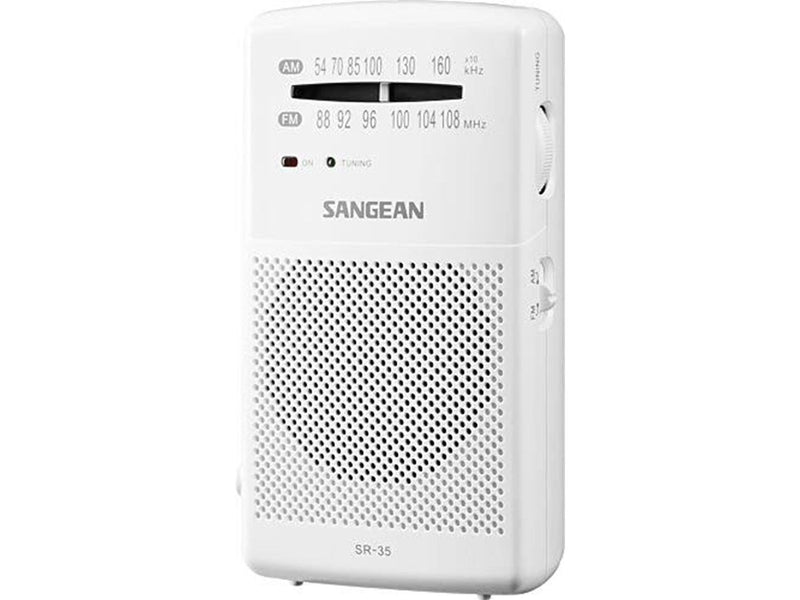 Sangean Pocket Radio with Built-In Speaker - AM/FM - Weiß