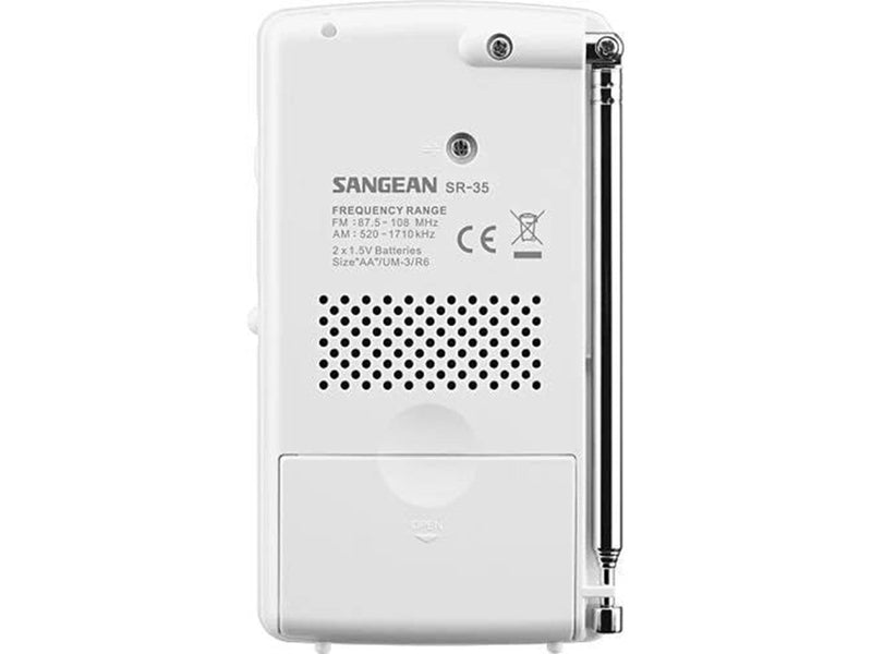 Sangean Pocket Radio with Built-In Speaker - AM/FM - Weiß