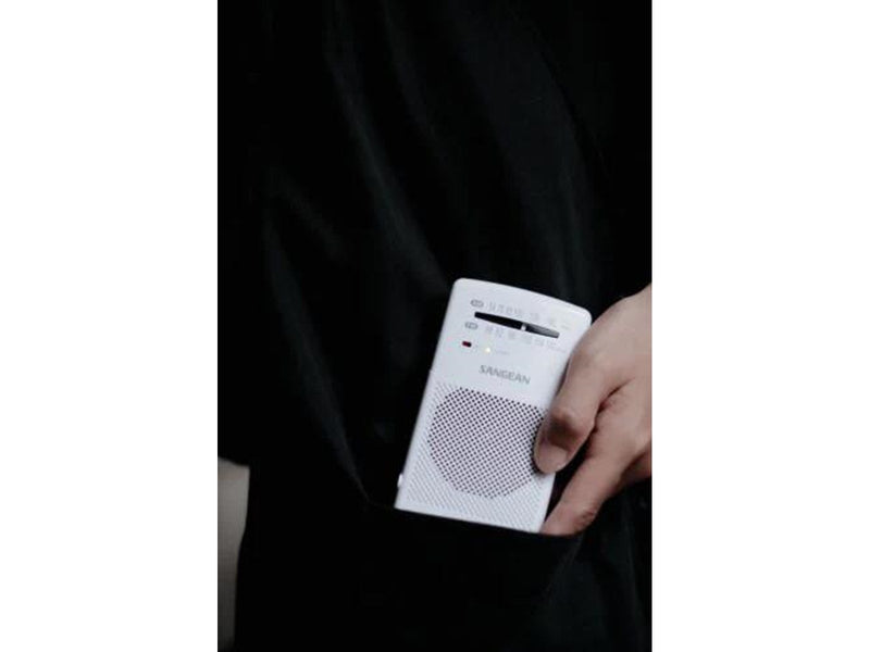 Sangean Pocket Radio with Built-In Speaker - AM/FM - Weiß