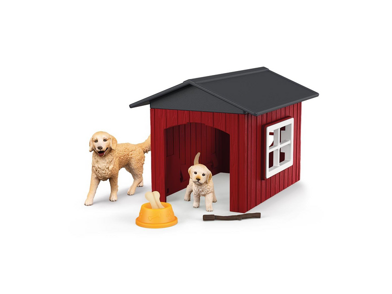 Schleich Farm World Dog Kennel with Golden Retriever