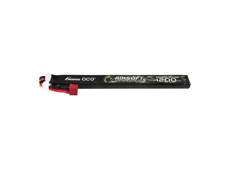 Gens ace &Tattu 1200mAh 25C 3S1P 11.1V Airsoft Gun Lipo Battery with T Plug (Long size)