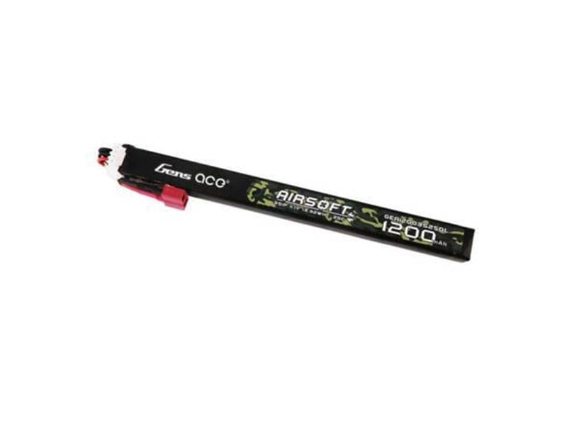 Gens ace &Tattu 1200mAh 25C 3S1P 11.1V Airsoft Gun Lipo Battery with T Plug (Long size)