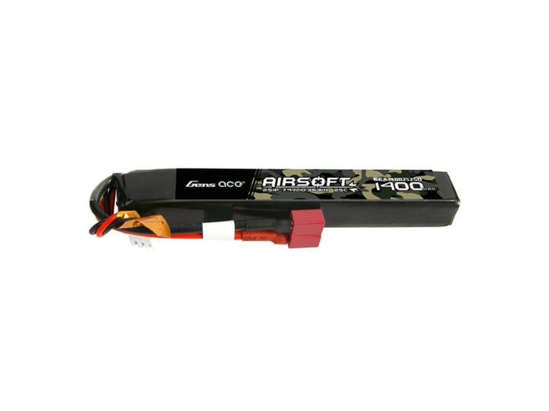 Gens ace &Tattu 25C 1400mAh 2S1P 7.4V Airsoft Gun Lipo Battery with T Plug