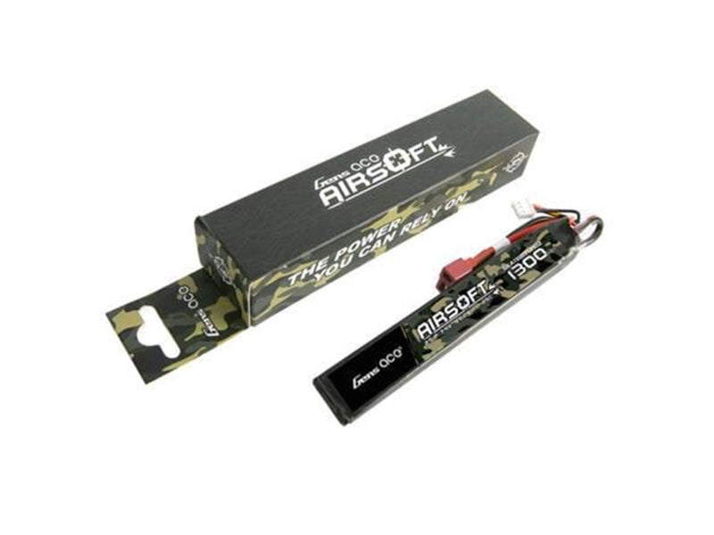 Gens ace &Tattu 25C 1300mAh 2S1P 7.4V Saddle Airsoft Gun Lipo Battery with T Plug