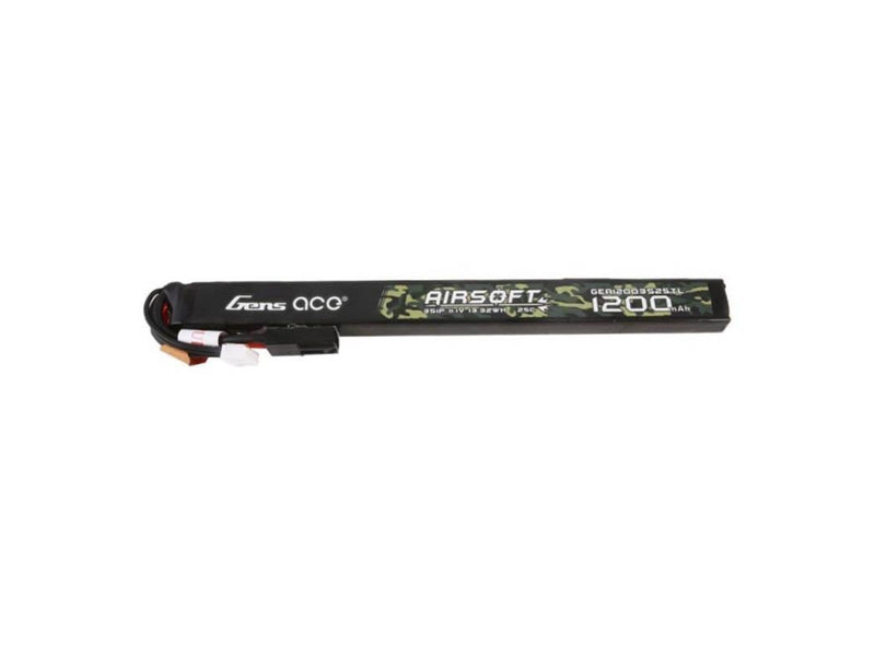 Gens ace &Tattu 25C 1200mAh 3S1P 11.1V Airsoft Gun Lipo Battery with Mini Tamiya Plug (Long Size)