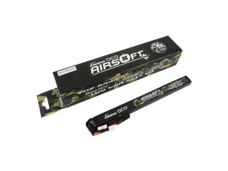 Gens ace &Tattu 25C 1200mAh 3S1P 11.1V Airsoft Gun Lipo Battery with Mini Tamiya Plug (Long Size)