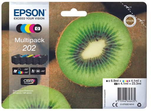 Epson Original 202 Kiwi Druckerpatronen 5er Multipack BK/PB/C/M/Y (C13T02E74010)