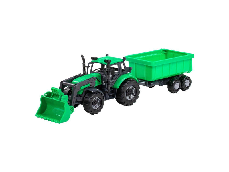 Cavallino Toys Cavallino Tractor with Loader and Trailer Tipper Truck Green Scale 1:32