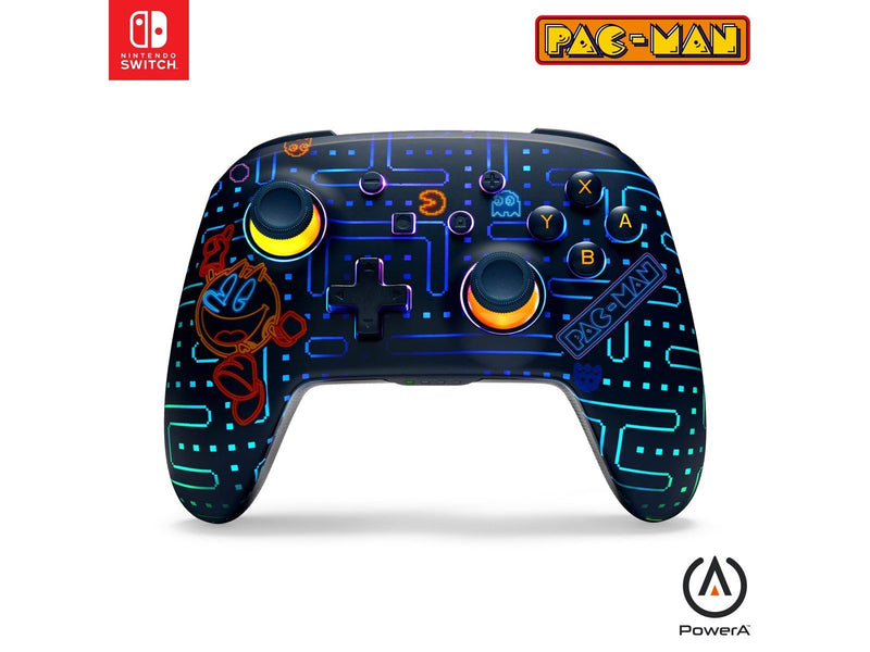 PowerA Verbesserter kabelloser Controller für Nintendo Switch mit Lumectra - PAC-MAN™ Neon Arcade - Wireless Controller - Ninten