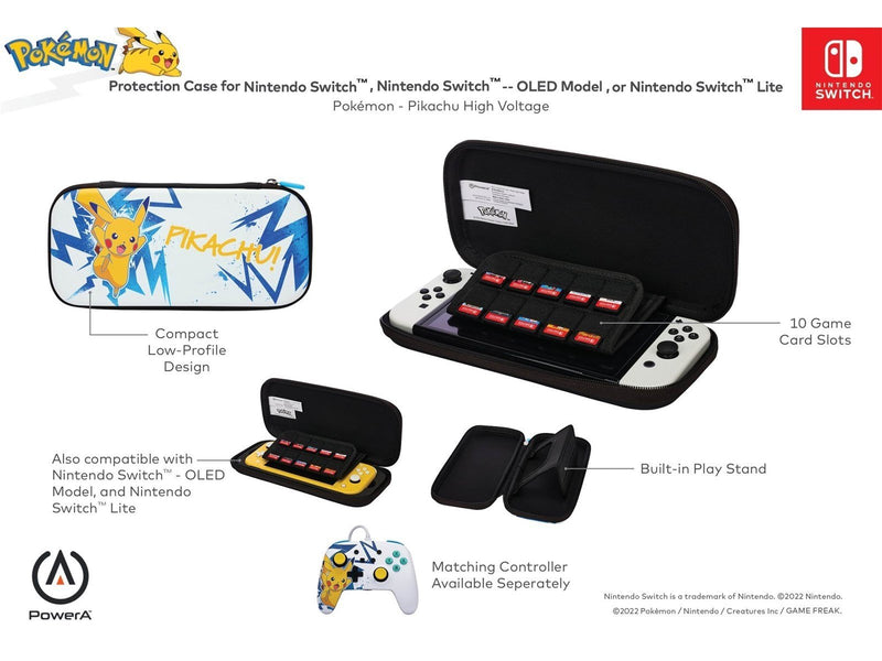 PowerA Etui Slim Travel Pro Slim für Nintendo Switch - OLED Modell, Nintendo Switch und Nintendo Switch Lite - Pikachu High Volt