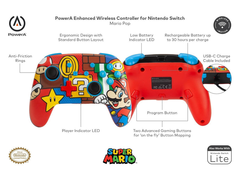 PowerA Verbesserter kabelloser Controller für Nintendo Switch - Mario Pop