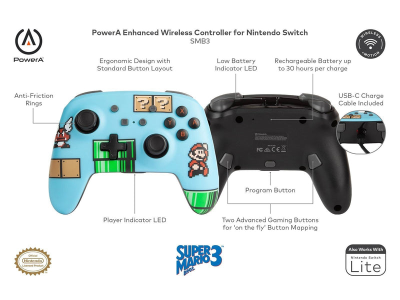 PowerA Verbesserte kabelloser Controller für Nintendo Switch - SMB3 - Wireless Controller - Nintendo Switch