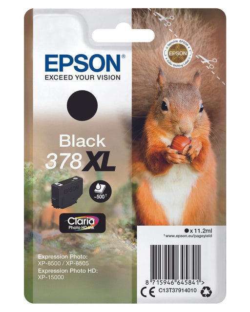 Epson Original 378XL Eichhörnchen Druckerpatrone schwarz 500 Seiten 11,2ml (C13T37914010)
