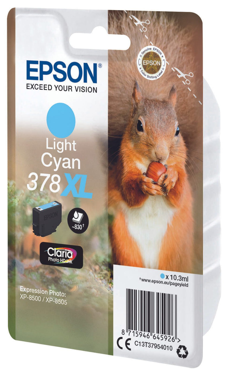 Epson Original 378XL Eichhörnchen Druckerpatrone cyan hell 830 Seiten 10,3ml (C13T37954010)