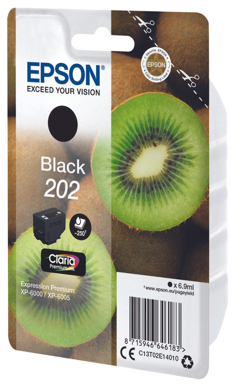 Epson Original 202 Kiwi Druckerpatrone schwarz 250 Seiten 6,9ml (C13T02E14010)