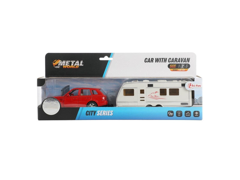 Toi-Toys - Metal Pull-back Car with Caravan 1:48