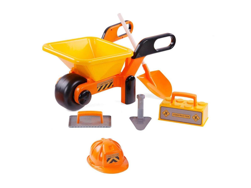 Cavallino Toys - Cavallino Wheelbarrow Yellow with Tools and Helmet 6 pcs.