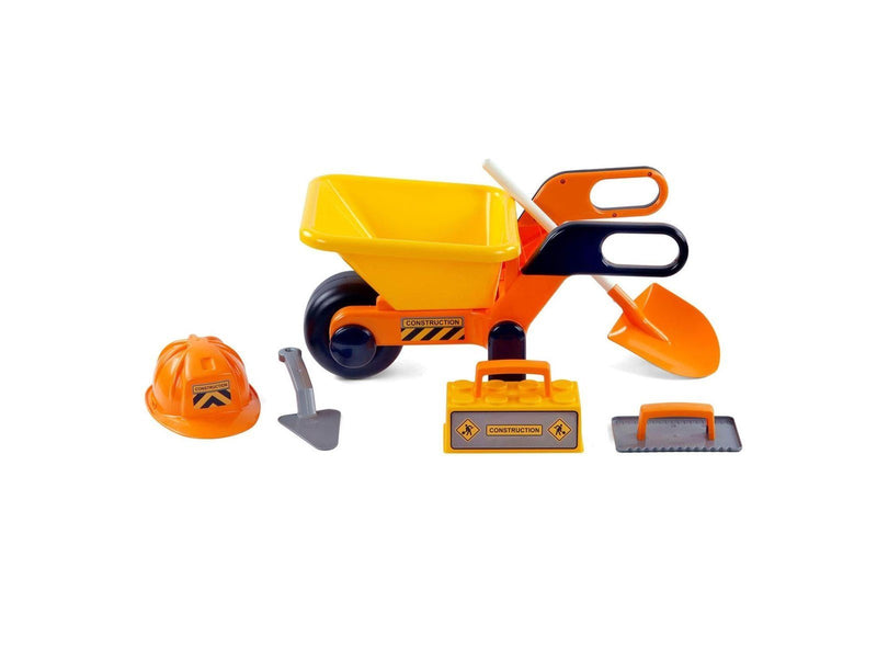 Cavallino Toys - Cavallino Wheelbarrow Yellow with Tools and Helmet 6 pcs.