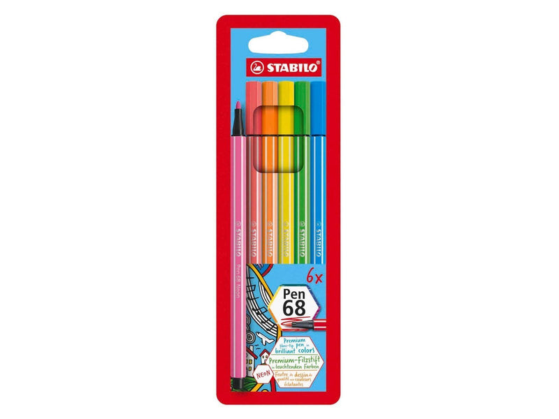STABILO Pen 68 - Felt-tip pen - Set of 6 Fluorescent Pieces