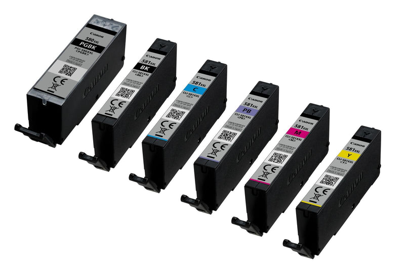Canon Original PGI-580XXL PGBK+ CLI-581XXL Druckerpatronen 6er-Multipack - BK/C/PB/M/Y/BK