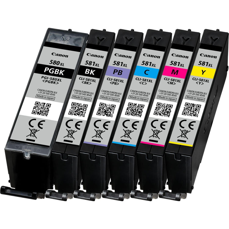 Canon Original PGI-580XL PGBK + CLI-581XL Druckerpatronen 6er-Multipack - BK/C/PB/M/Y/BK