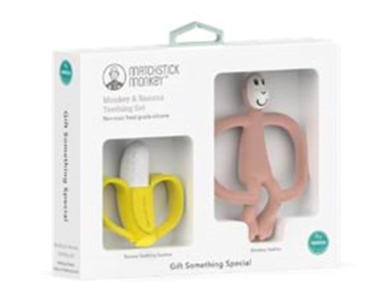 Matchstick Monkey Banana & Monkey Teether Set Pink