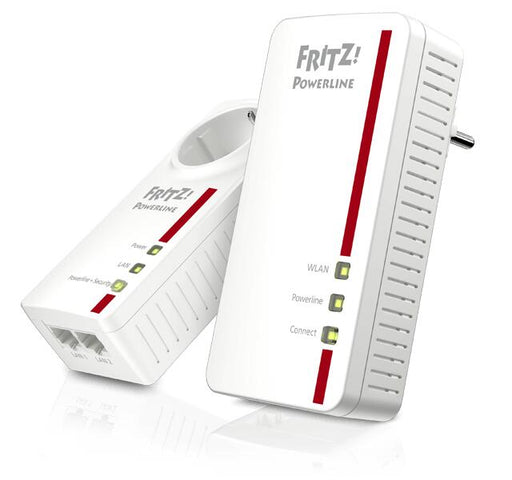 AVM FRITZ Powerline 1260 (früher 1260E) WLAN Set Powerline Adapterkit GigE, HomePlug AV WiFi5 Dual-Band an Wandsteckdose