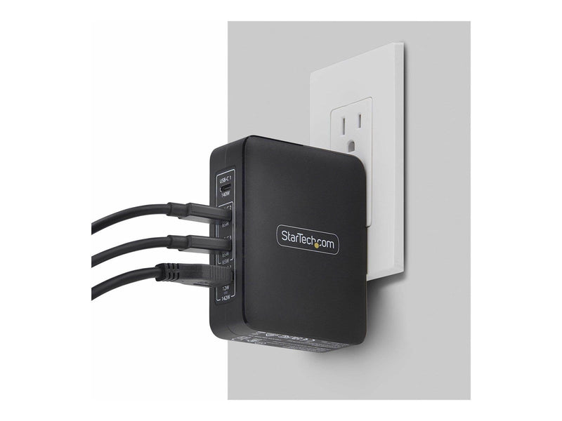 StarTech.com 140W USB-C Wall Charger USB-C/USB-A PD GaN Power Adapter power adapter - GaN technology - USB 3 x USB-C - 140 Watt