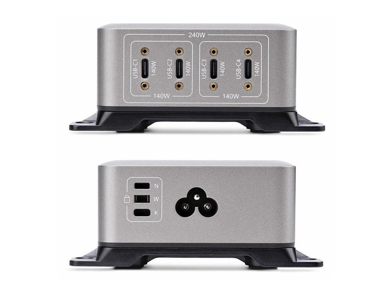 StarTech.com 4-Port USB-C Charger 240W Total Single Port 140W EPR power adapter - with surface mount bracket - 24 pin USB-C - 24