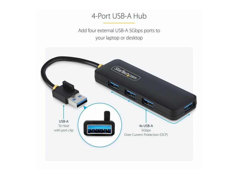 StarTech.com 4-Port USB-A Hub 5Gbps Bus Powered Small Travel Mini Hub - hub - 4 ports USB-Hubs - USB 3.2 - 4 - Schwarz