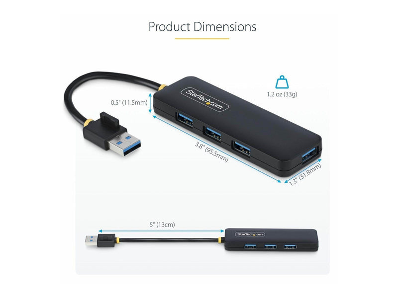StarTech.com 4-Port USB-A Hub 5Gbps Bus Powered Small Travel Mini Hub - hub - 4 ports USB-Hubs - USB 3.2 - 4 - Schwarz