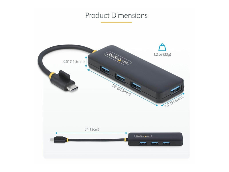 StarTech.com 4-Port USB-C Hub 5Gbps USB-C to 4x USB-A Bus Powered - hub - 4 ports USB-Hubs - USB 3.2 - 4 - Schwarz