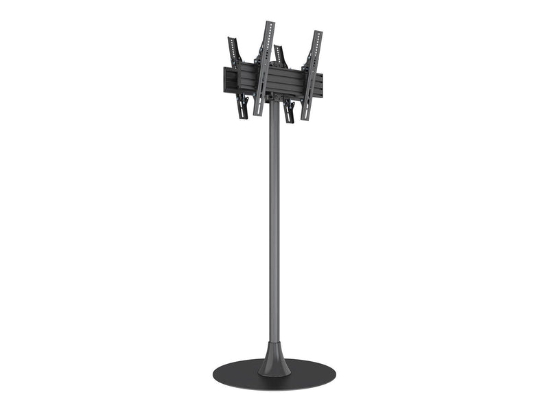 Multibrackets M stand - for 2 flat panels - single pole floorbase round B2B - black 100 kg 65" 100 x 100 mm