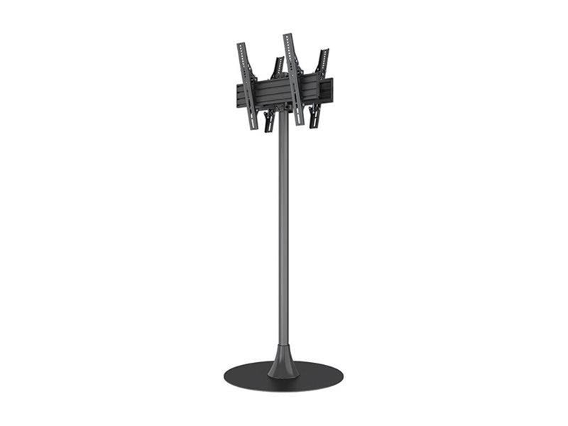 Multibrackets M stand - for 2 flat panels - single pole floorbase round B2B - black 100 kg 65" 100 x 100 mm